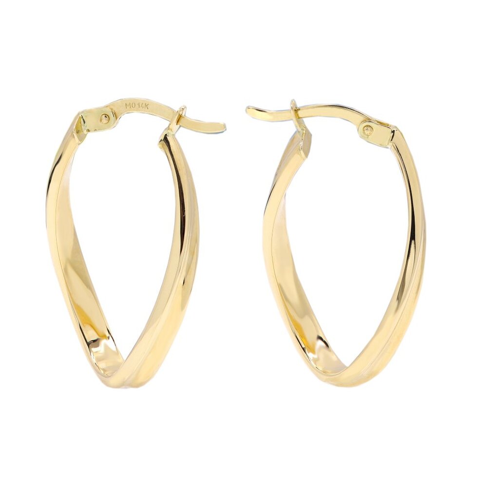 Twisted Italian Gold Hoops real 14k Earrings #36 - Picture 8 of 12